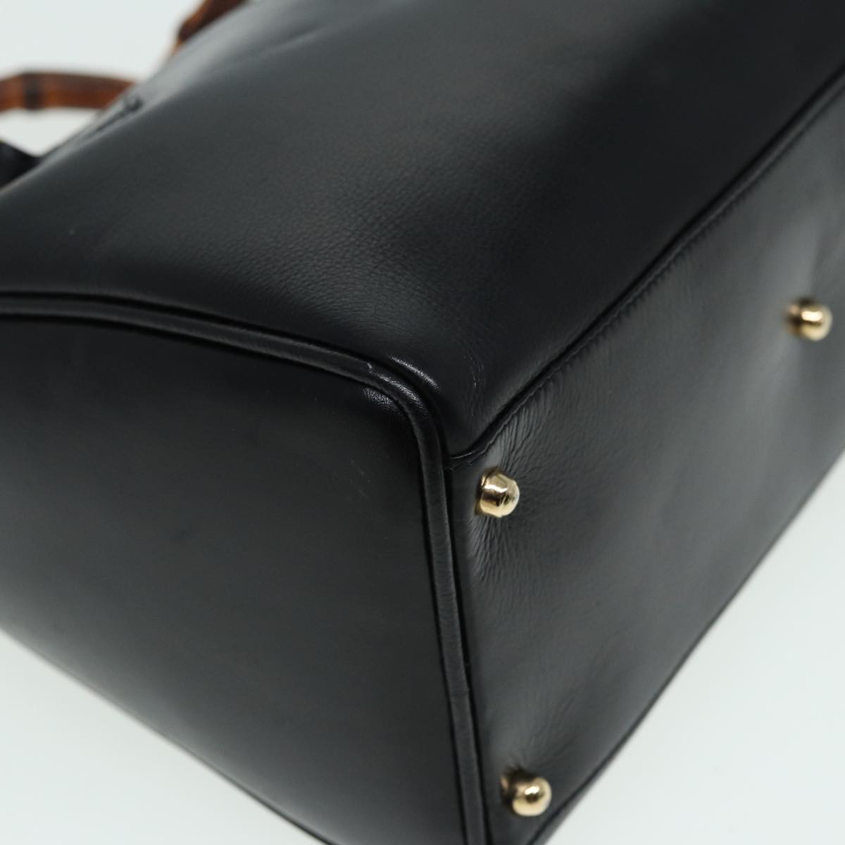 GUCCI Bamboo Hand Bag Leather 2way Black 000 122 0294 83372