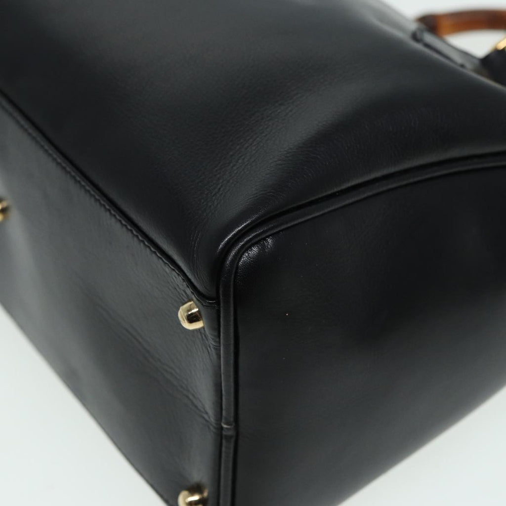 GUCCI Bamboo Hand Bag Leather 2way Black 000 122 0294 83372