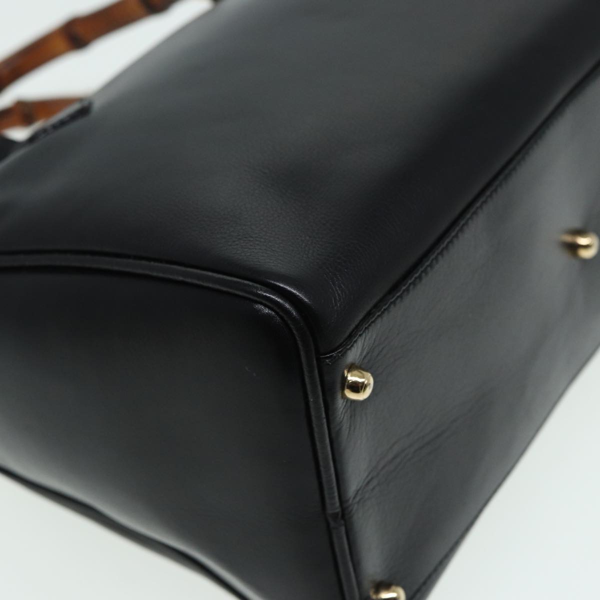 GUCCI Bamboo Hand Bag Leather 2way Black 000 122 0294 83372