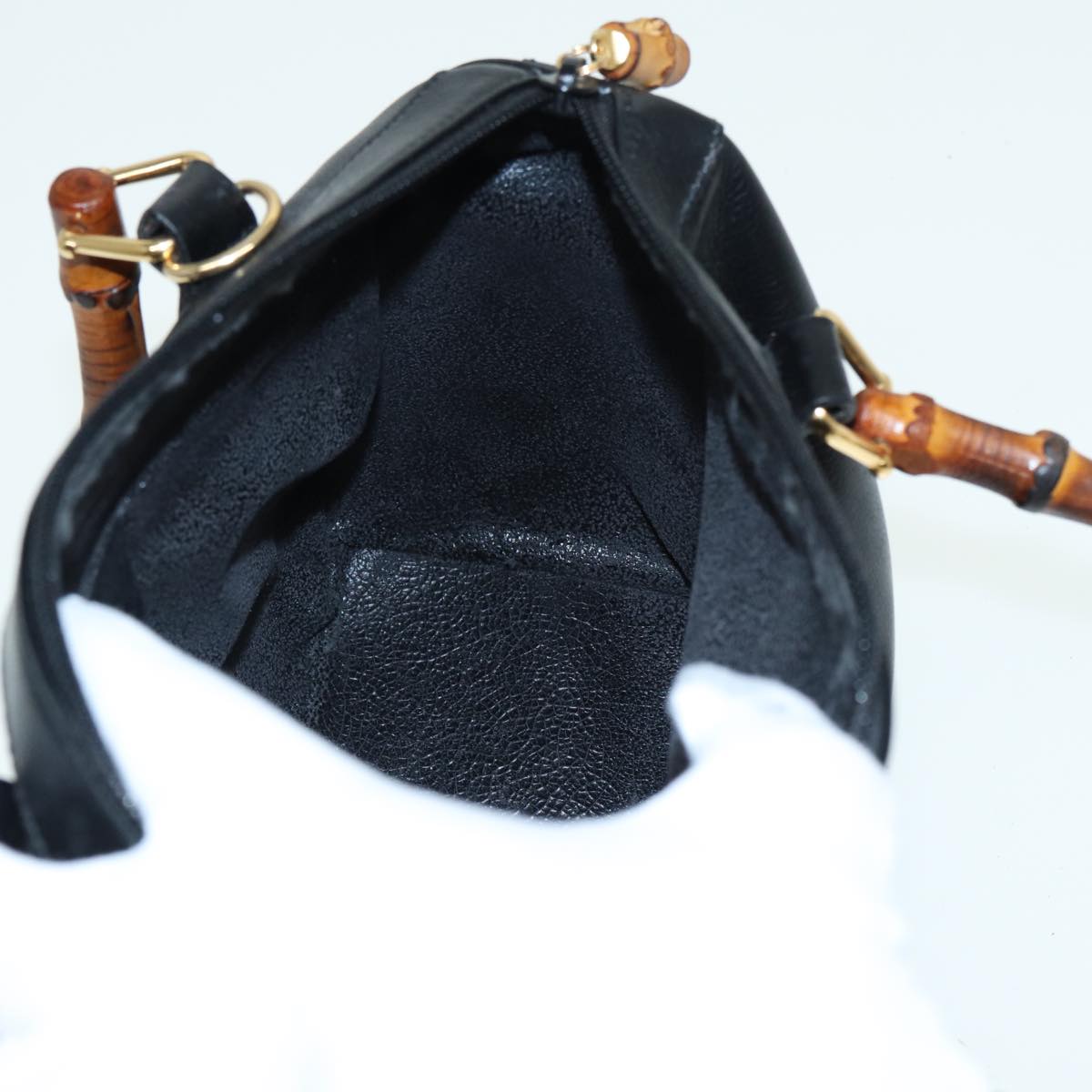 GUCCI Bamboo Hand Bag Leather 2way Black 000 122 0294 83372