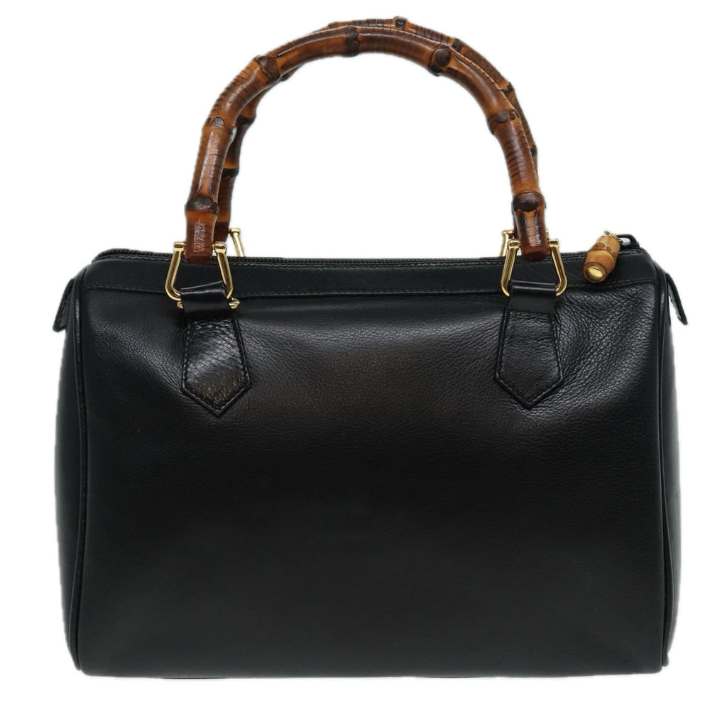 GUCCI Bamboo Hand Bag Leather 2way Black 000 122 0294 83372
