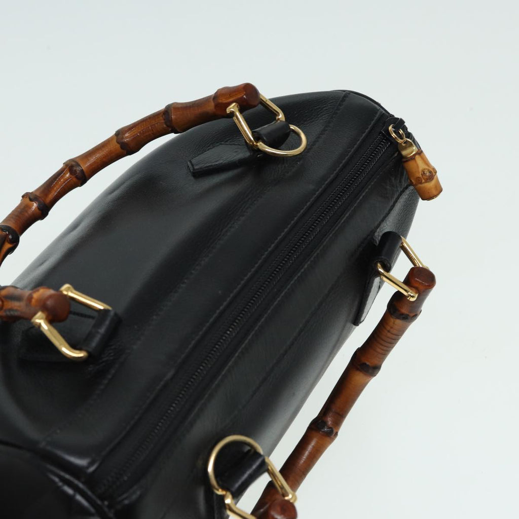 GUCCI Bamboo Hand Bag Leather 2way Black 000 122 0294 83372