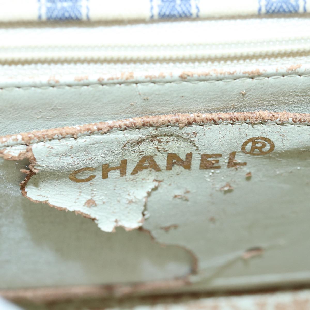 CHANEL Turn Lock Shoulder Bag Canvas Blue CC 83375