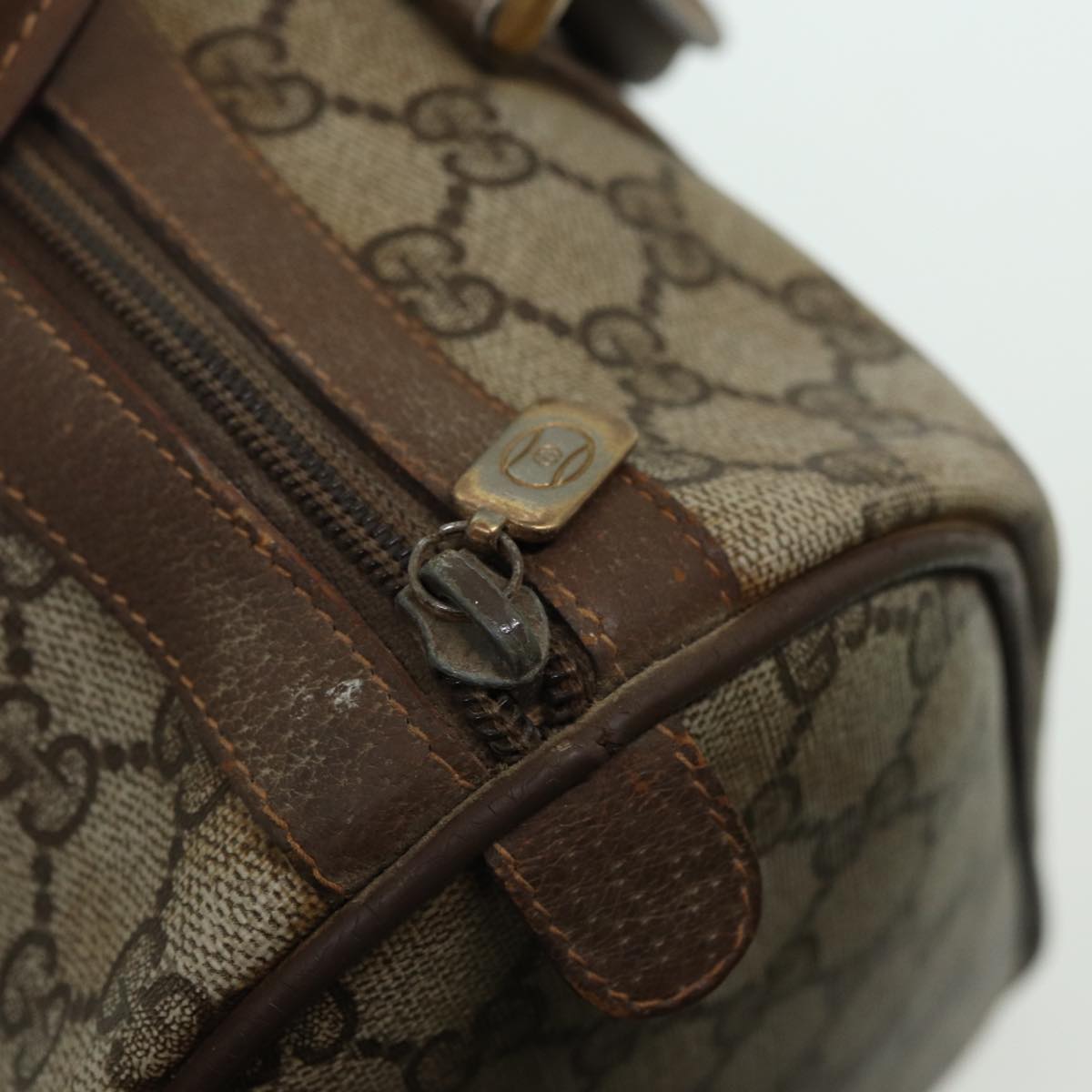 GUCCI GG Supreme Web Sherry Line Boston Bag PVC Beige Red 111 02 007 83384