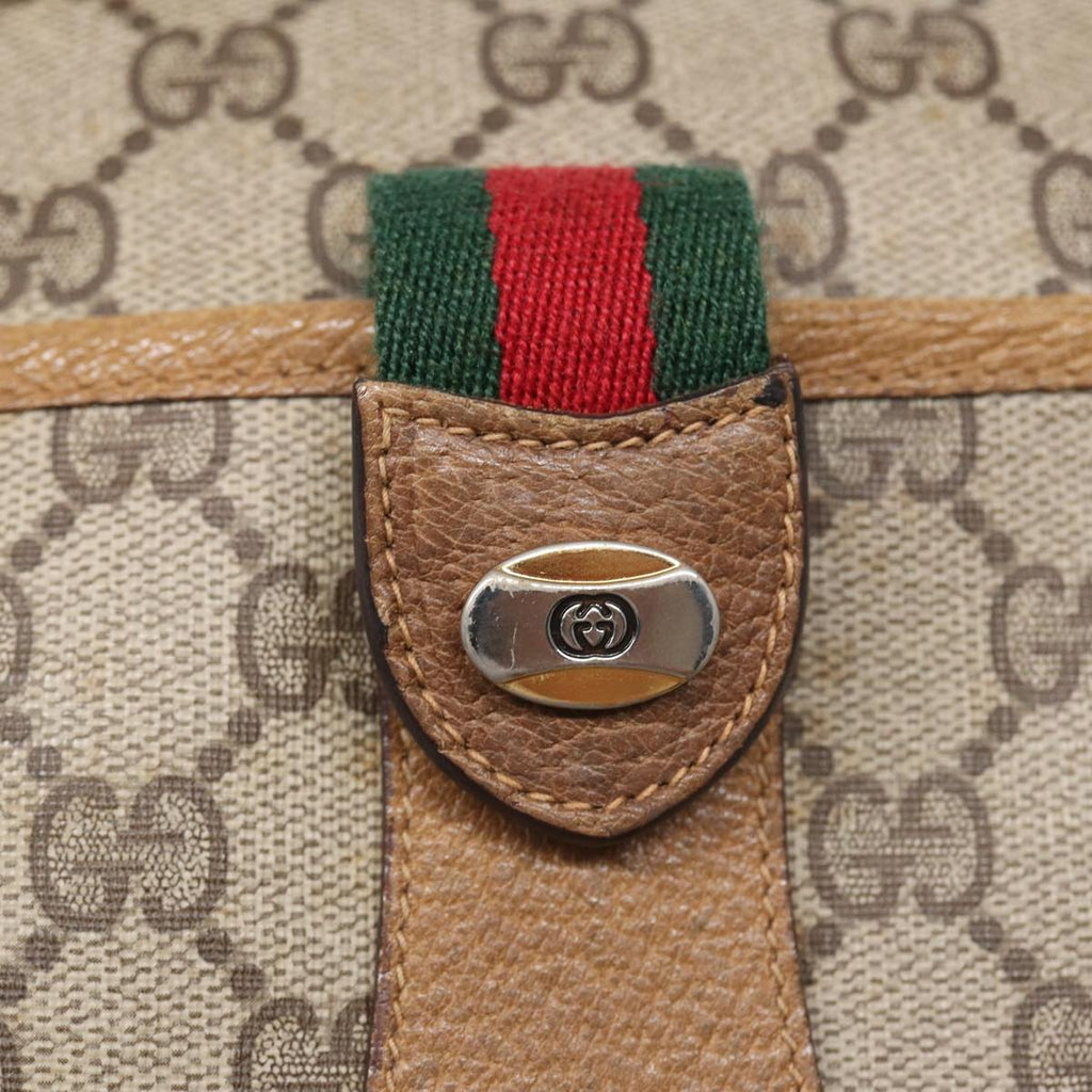 GUCCI GG Supreme Web Sherry Line Shoulder Bag PVC Beige Red 89 01 032 83419