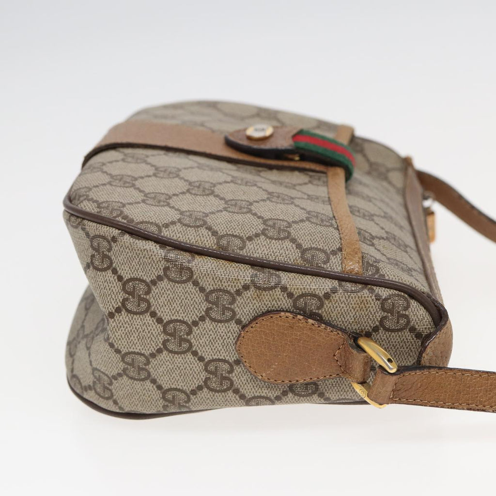GUCCI GG Supreme Web Sherry Line Shoulder Bag PVC Beige Red 89 01 032 83419