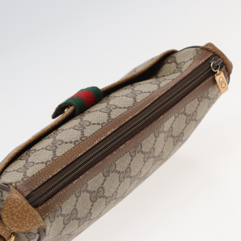 GUCCI GG Supreme Web Sherry Line Shoulder Bag PVC Beige Red 89 01 032 83419
