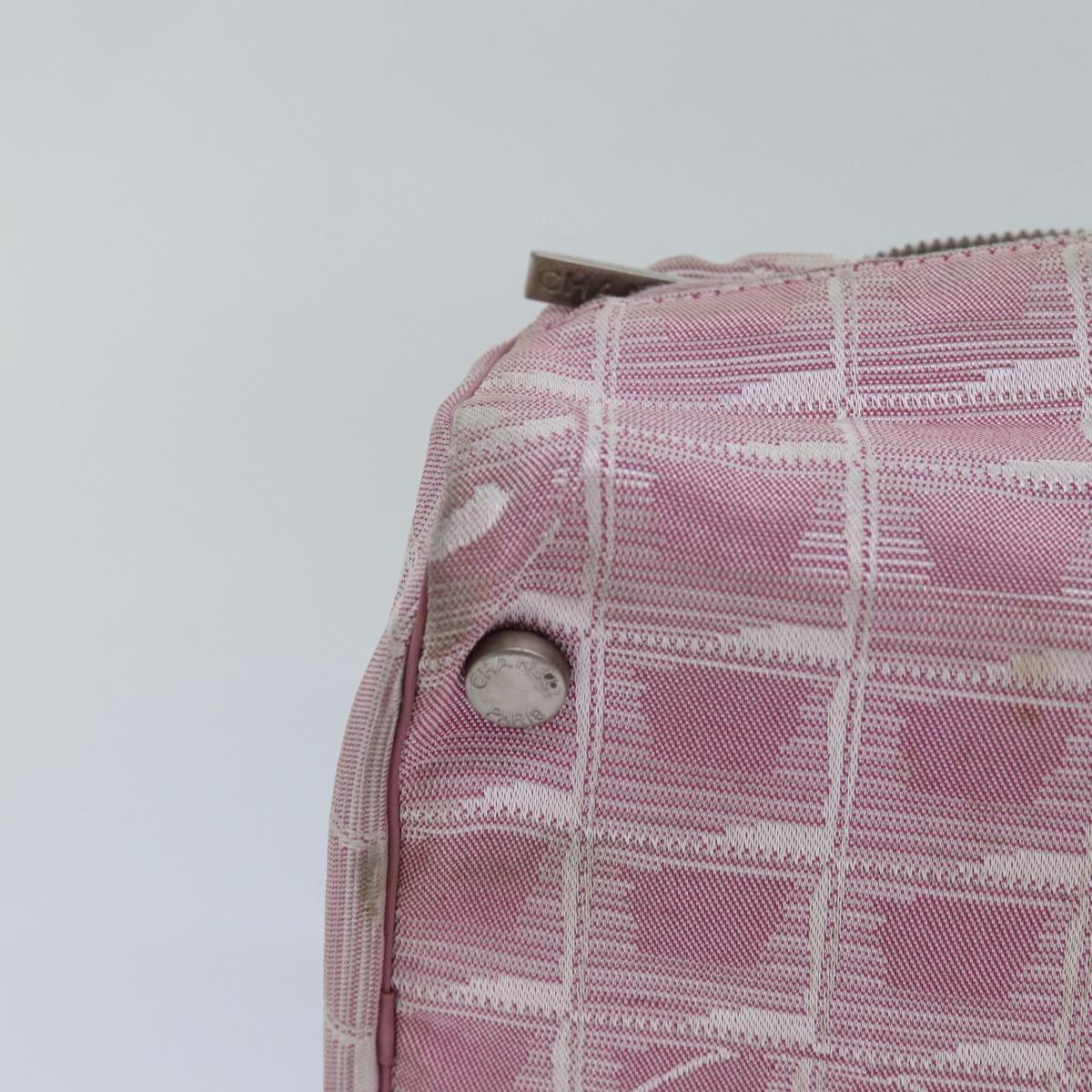 CHANEL New Travel Line Hand Bag Nylon Pink CC 83428