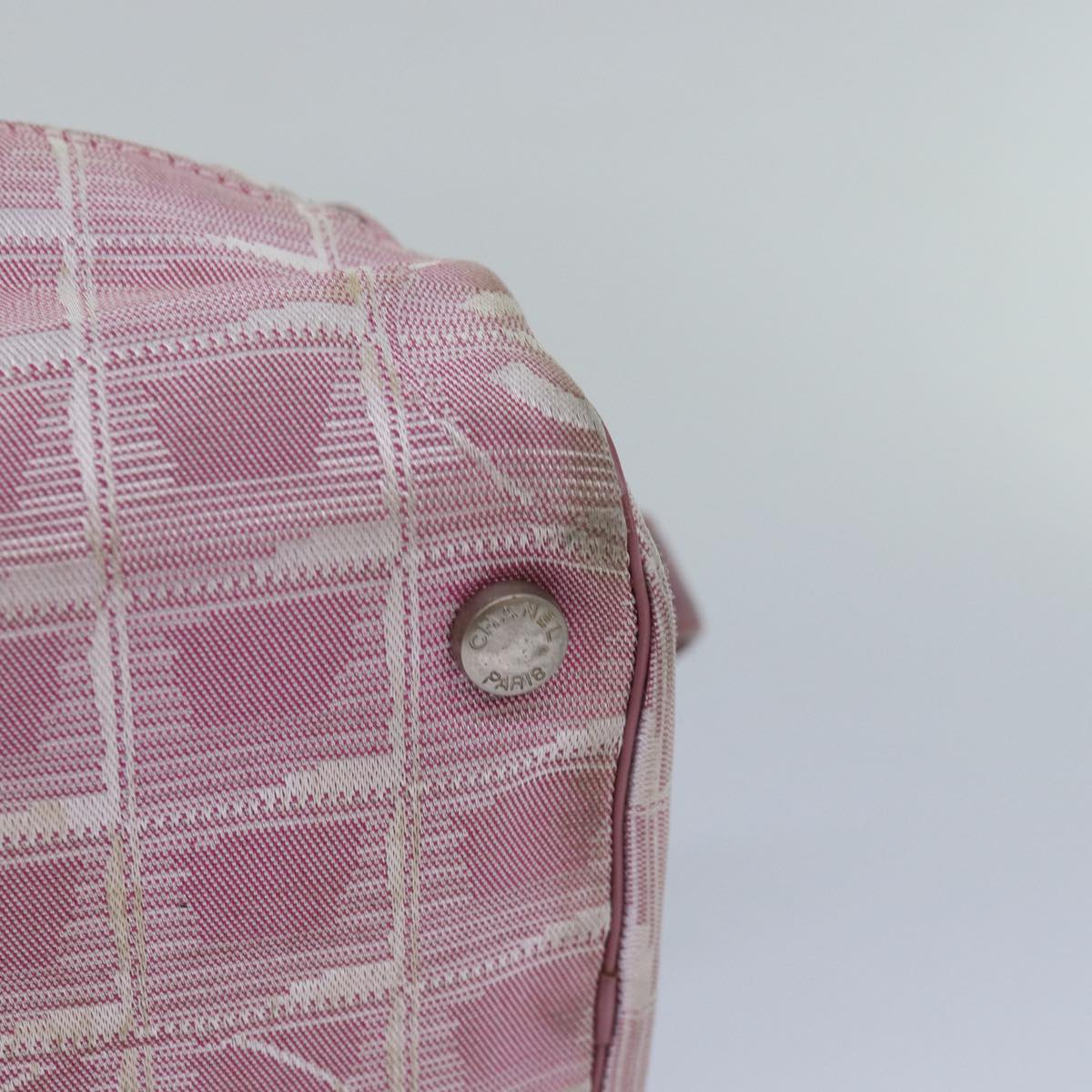 CHANEL New Travel Line Hand Bag Nylon Pink CC 83428