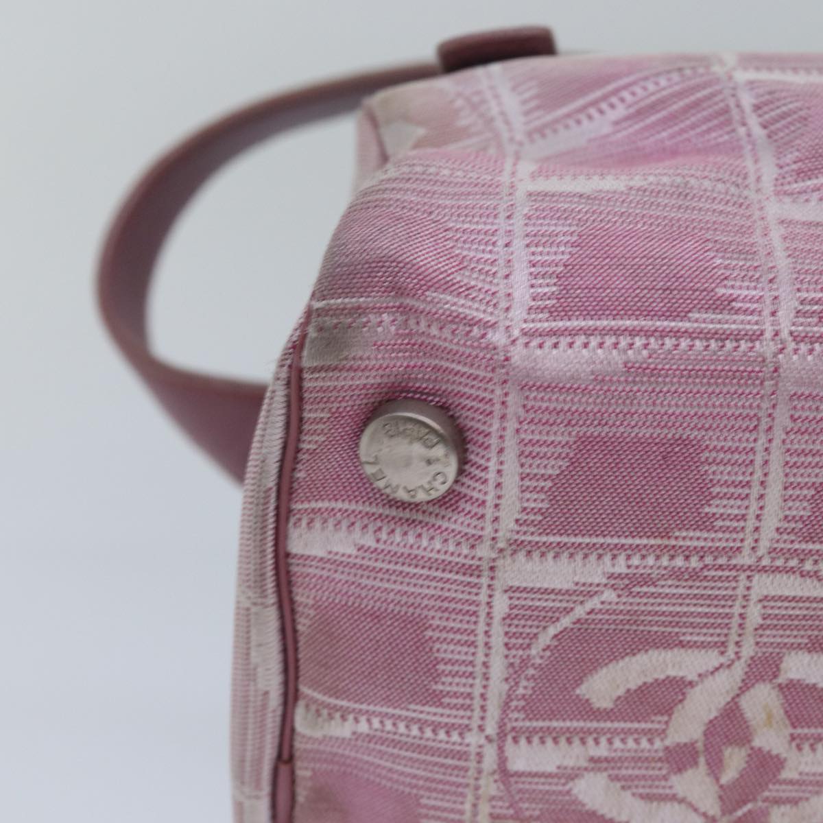 CHANEL New Travel Line Hand Bag Nylon Pink CC 83428