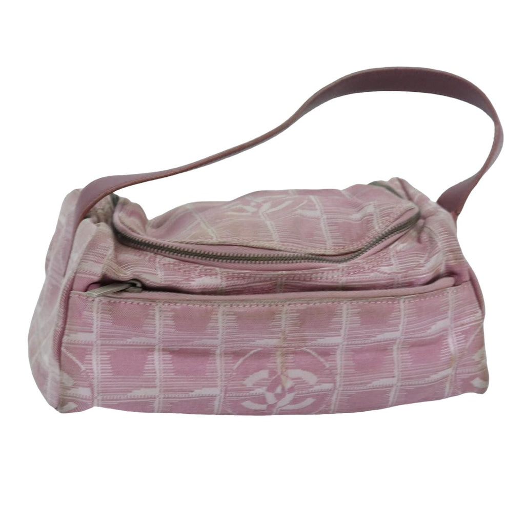 CHANEL New Travel Line Hand Bag Nylon Pink CC 83428