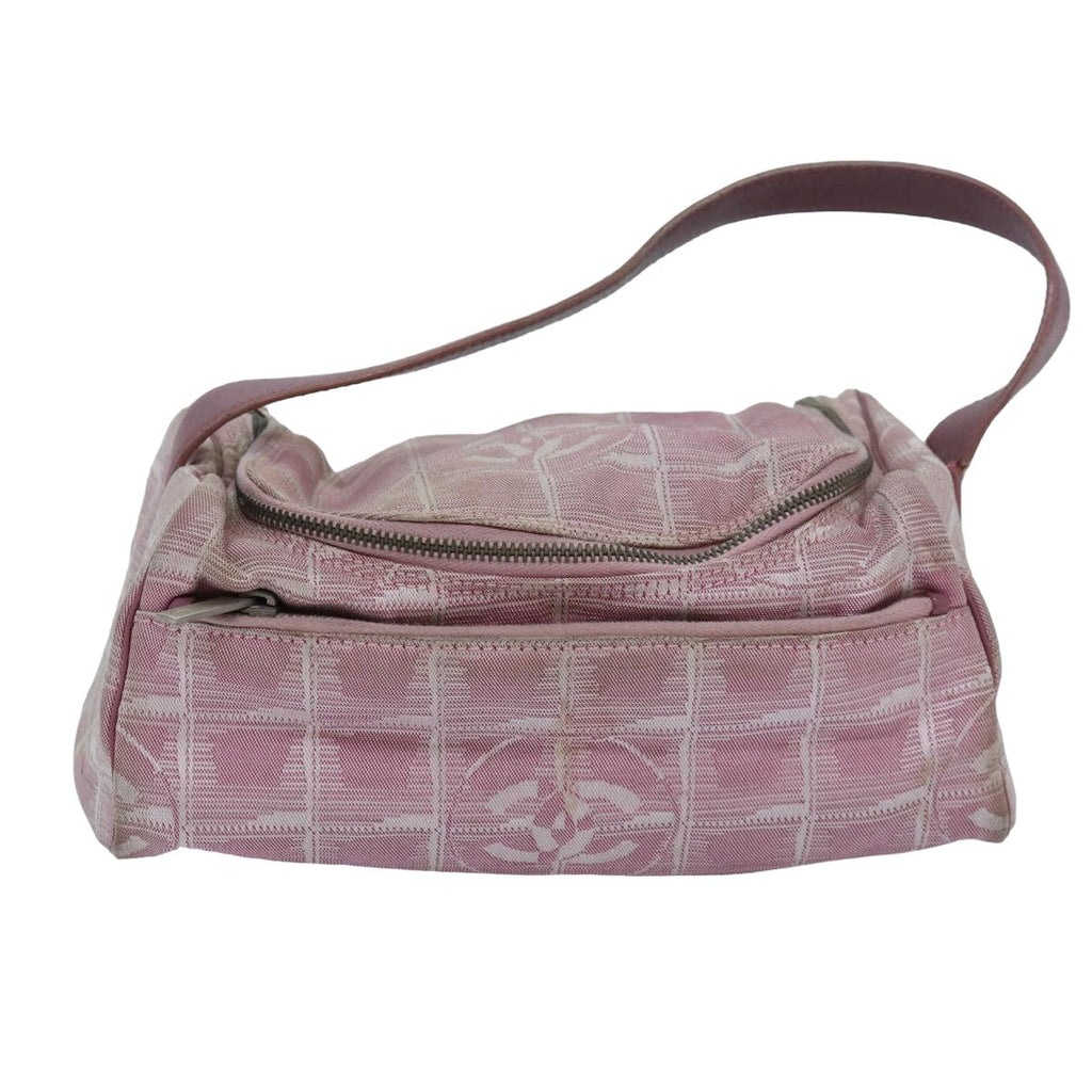 CHANEL New Travel Line Hand Bag Nylon Pink CC 83428