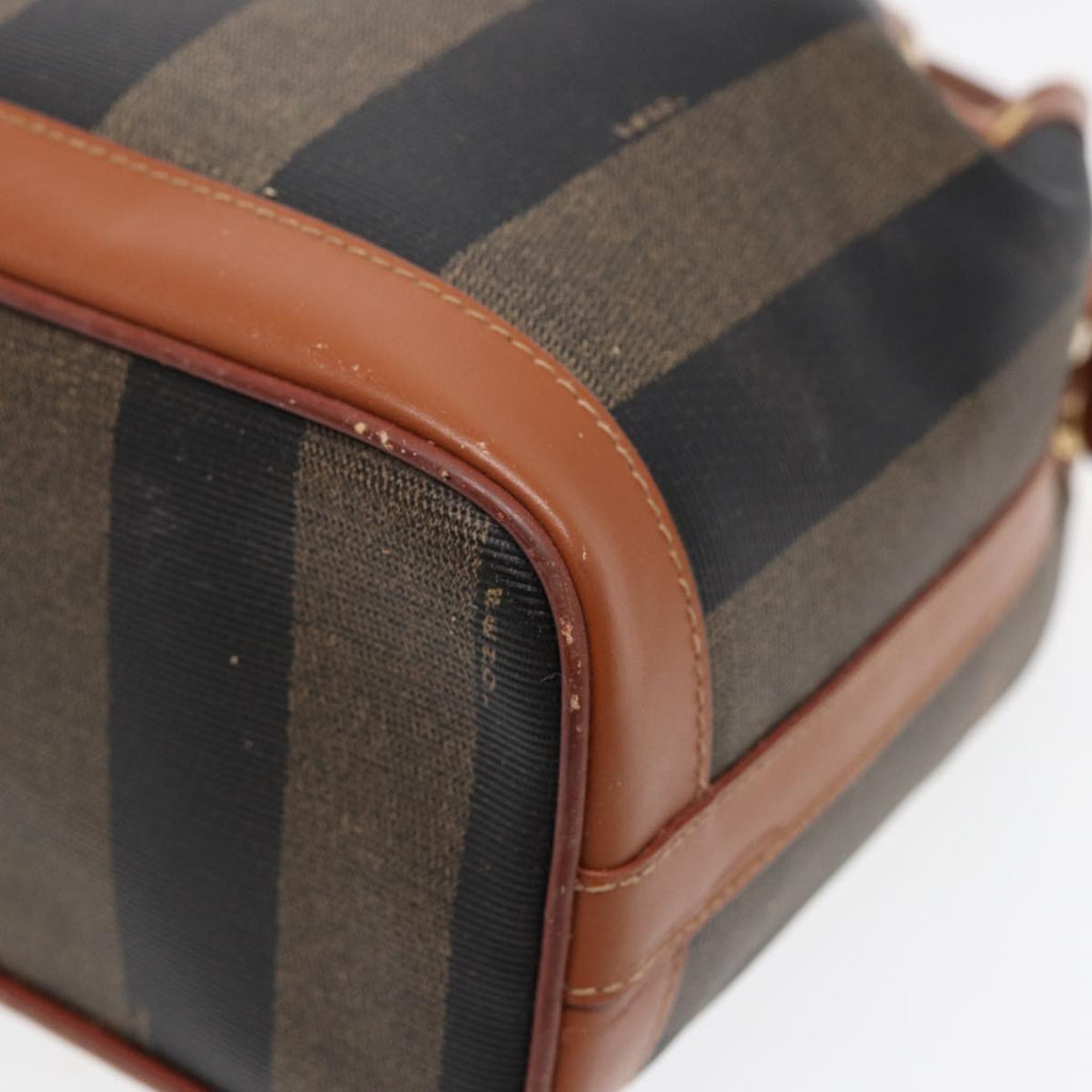 FENDI Pecan Canvas Shoulder Bag Brown Black 83448
