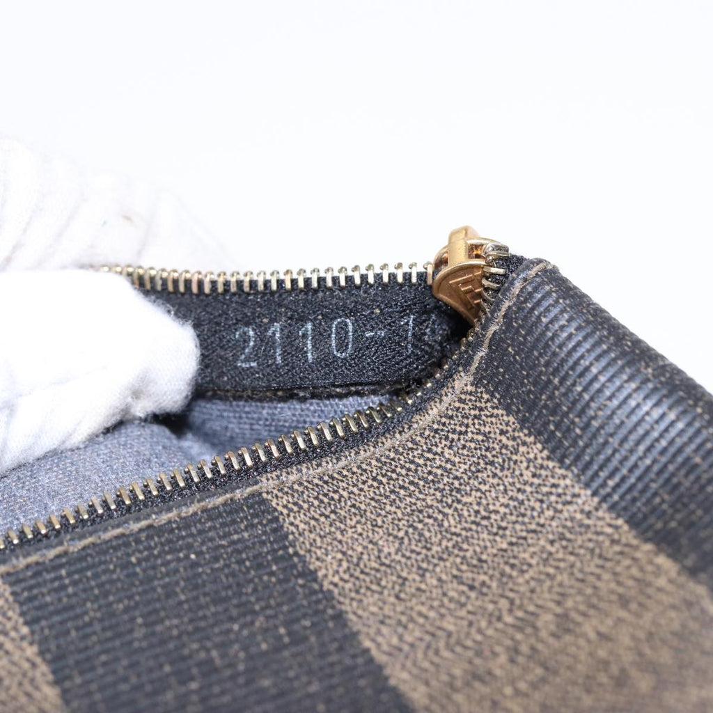 FENDI Pecan Canvas Shoulder Bag Brown Black 83448