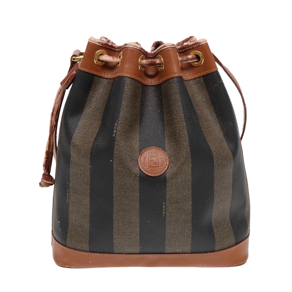 FENDI Pecan Canvas Shoulder Bag Brown Black 83448