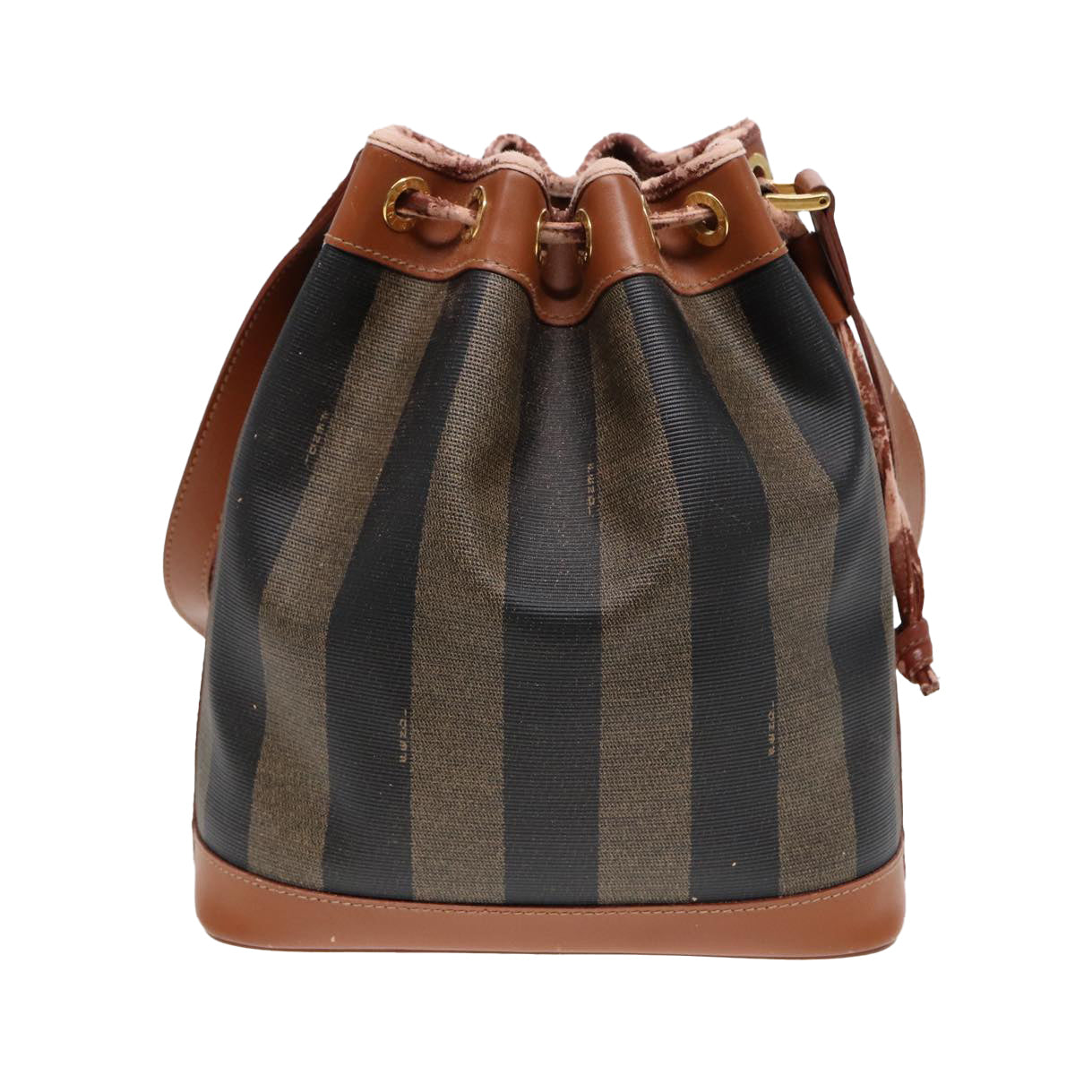 FENDI Pecan Canvas Shoulder Bag Brown Black 83448