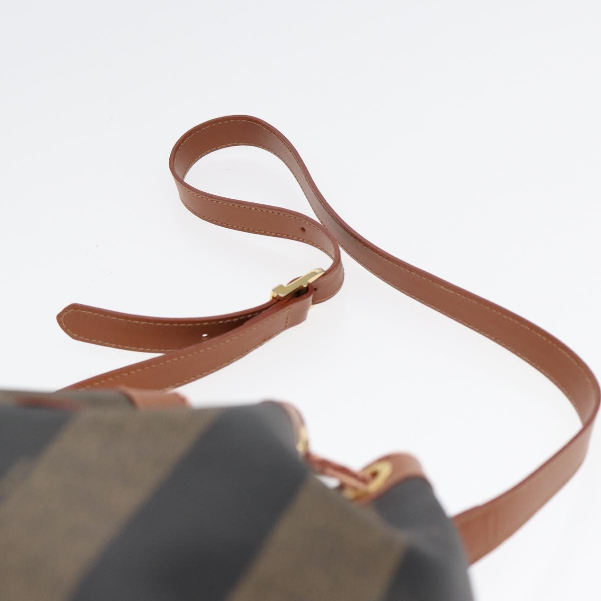 FENDI Pecan Canvas Shoulder Bag Brown Black 83448
