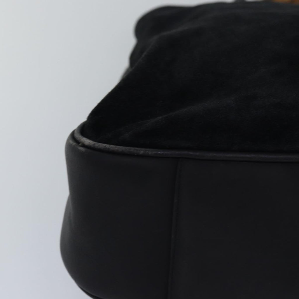 GUCCI Bamboo Hand Bag Suede 2way Black 83450