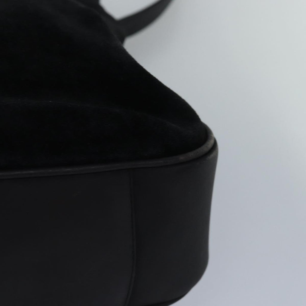 GUCCI Bamboo Hand Bag Suede 2way Black 83450