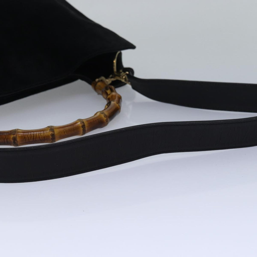 GUCCI Bamboo Hand Bag Suede 2way Black 83450