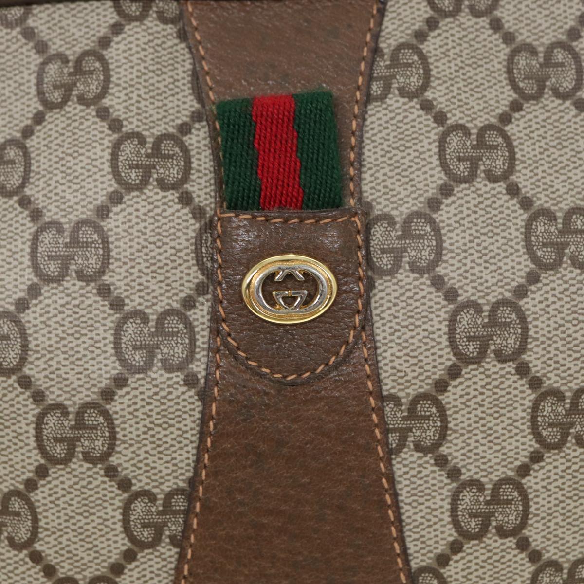 GUCCI GG Supreme Web Sherry Line Clutch Bag PVC Beige Red 89 01 034 83463