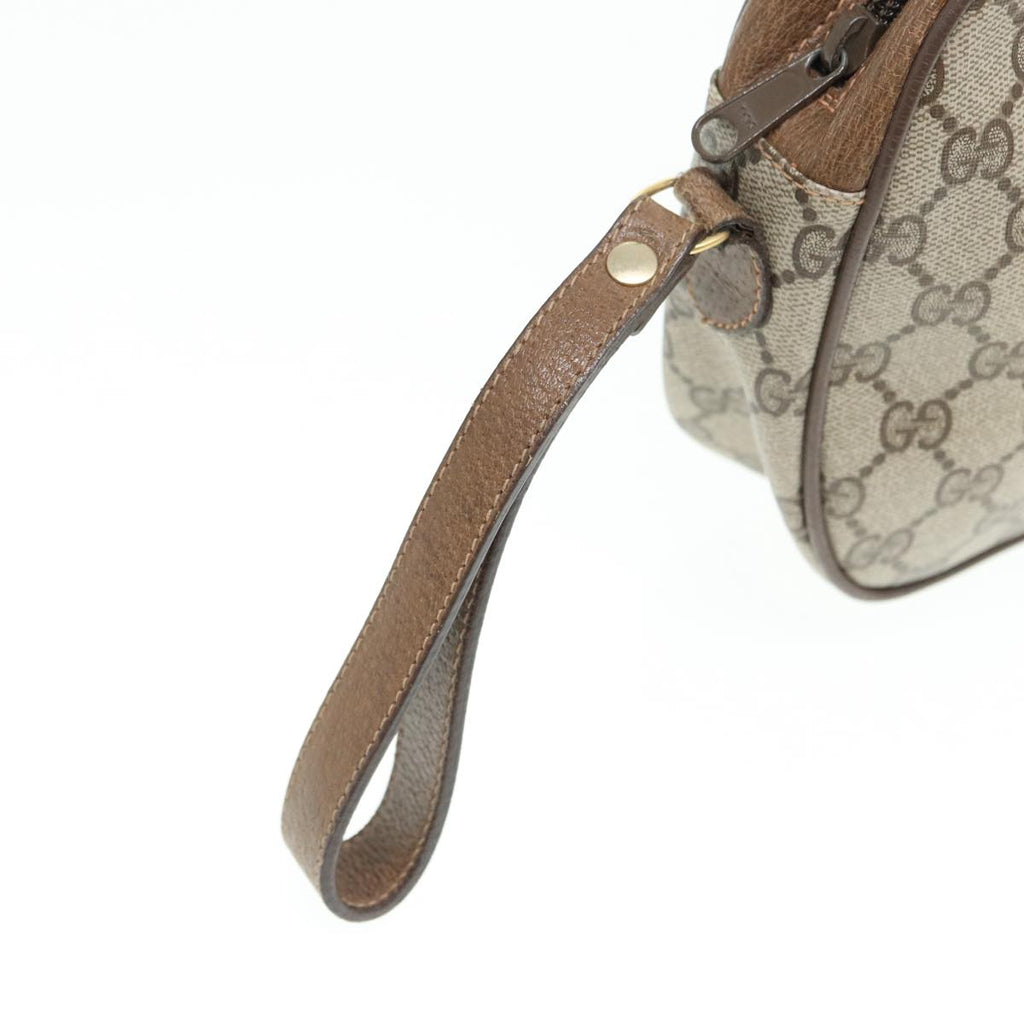 GUCCI GG Supreme Web Sherry Line Clutch Bag PVC Beige Red 89 01 034 83463