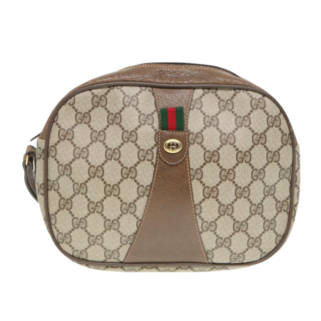 GUCCI GG Supreme Web Sherry Line Clutch Bag PVC Beige Red 89 01 034 83463