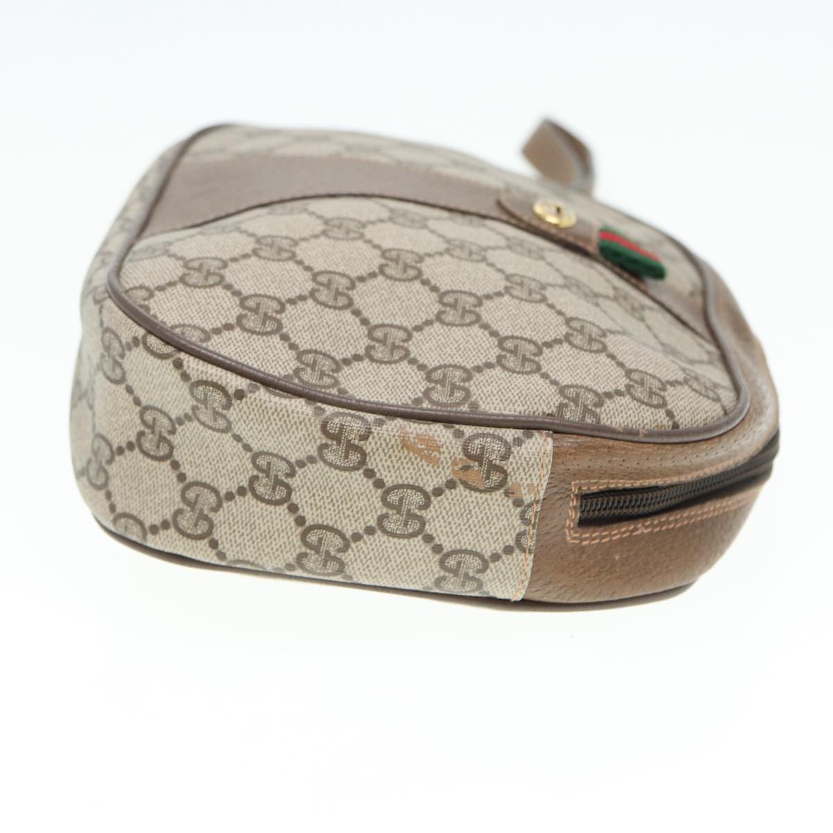 GUCCI GG Supreme Web Sherry Line Clutch Bag PVC Beige Red 89 01 034 83463