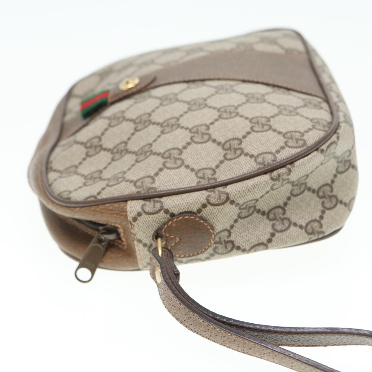 GUCCI GG Supreme Web Sherry Line Clutch Bag PVC Beige Red 89 01 034 83463