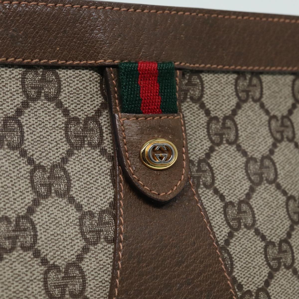 GUCCI GG Supreme Clutch Bag PVC Leather Beige 89 02 075 83474