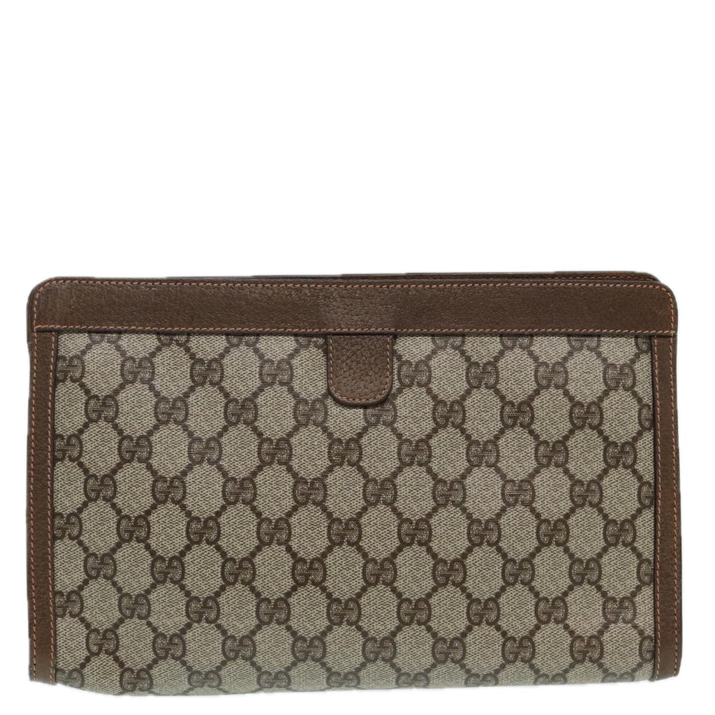 GUCCI GG Supreme Clutch Bag PVC Leather Beige 89 02 075 83474