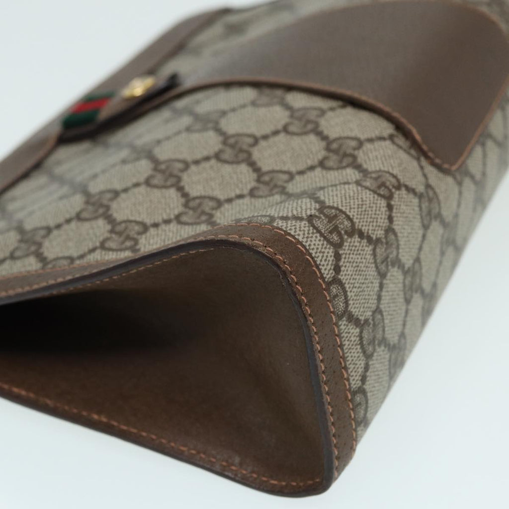 GUCCI GG Supreme Clutch Bag PVC Leather Beige 89 02 075 83474