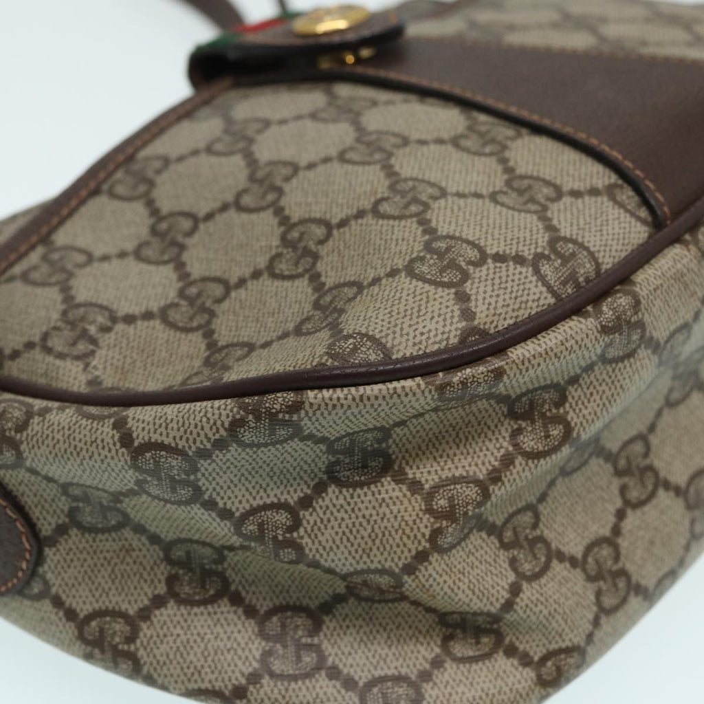 GUCCI GG canvas Web Sherry Line Shoulder Bag PVC Leather Beige 83475