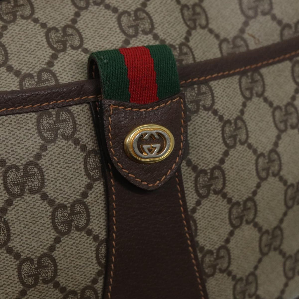 GUCCI GG canvas Web Sherry Line Shoulder Bag PVC Leather Beige 83475