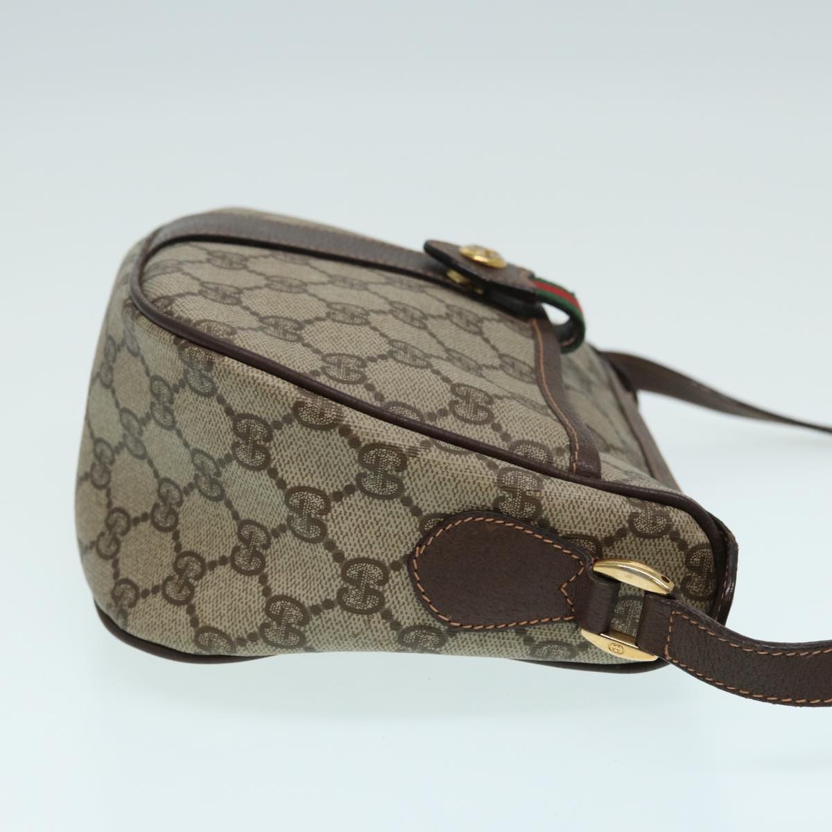 GUCCI GG canvas Web Sherry Line Shoulder Bag PVC Leather Beige 83475