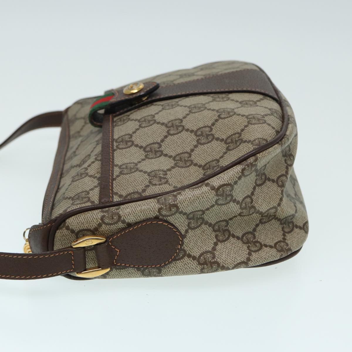GUCCI GG canvas Web Sherry Line Shoulder Bag PVC Leather Beige 83475