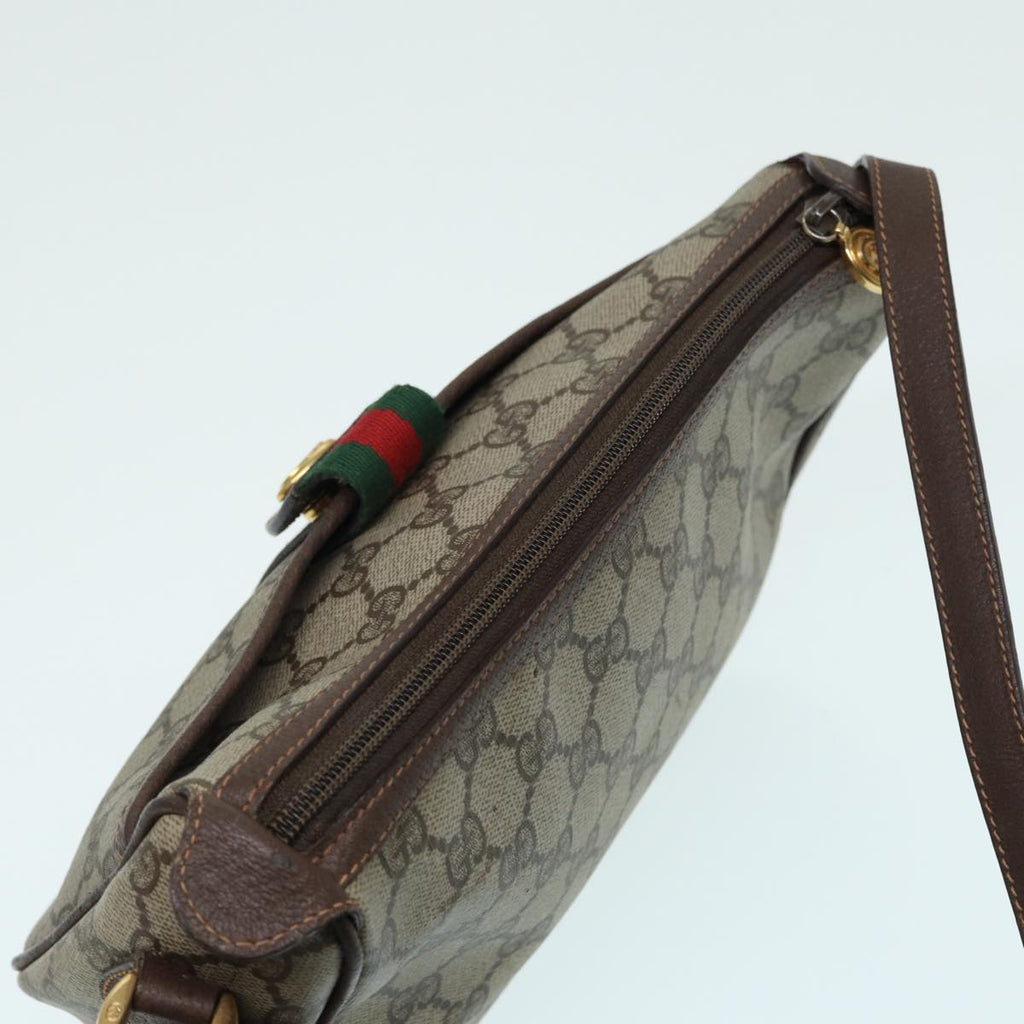 GUCCI GG canvas Web Sherry Line Shoulder Bag PVC Leather Beige 83475