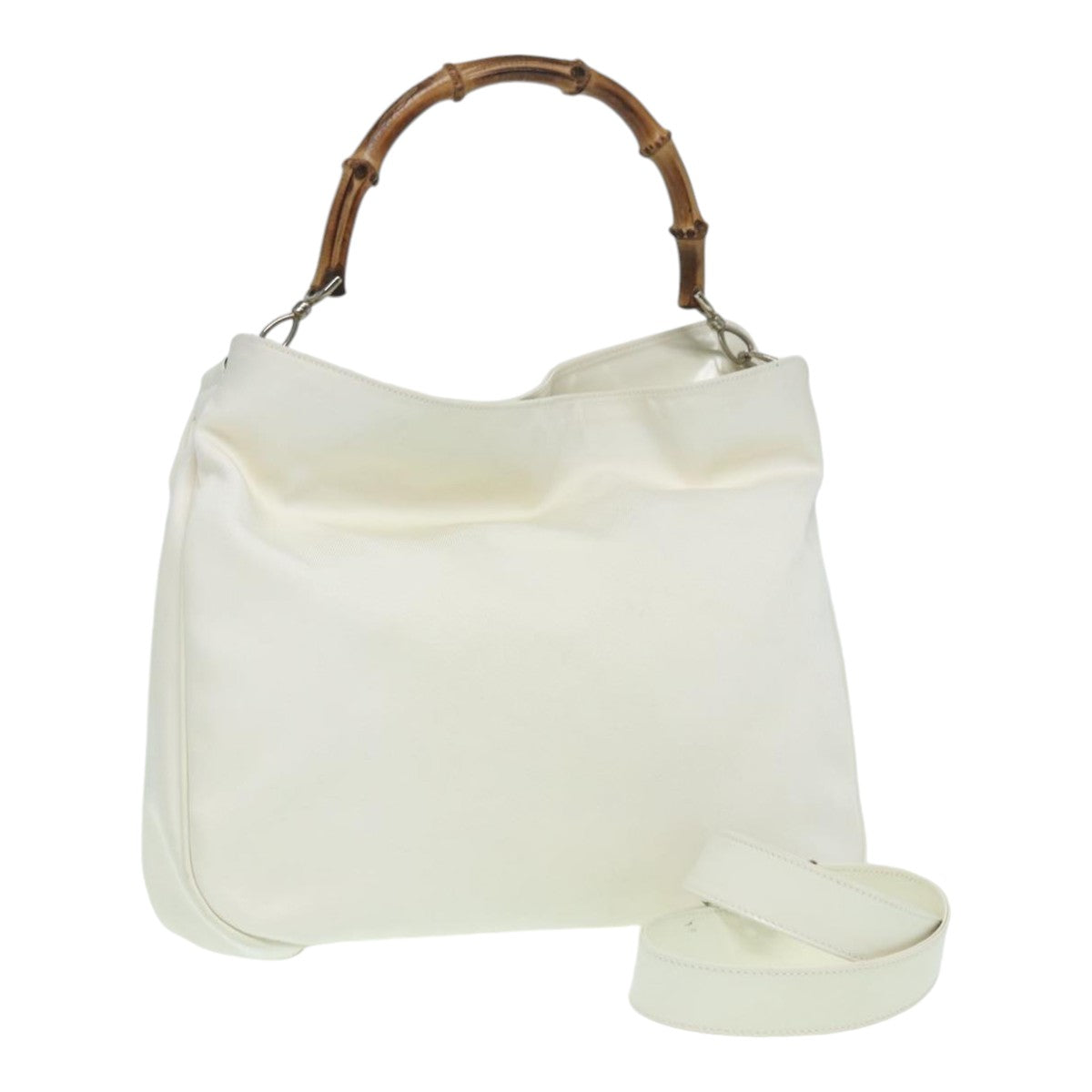 GUCCI Bamboo Hand Bag Canvas White 001 1705 1577 83496