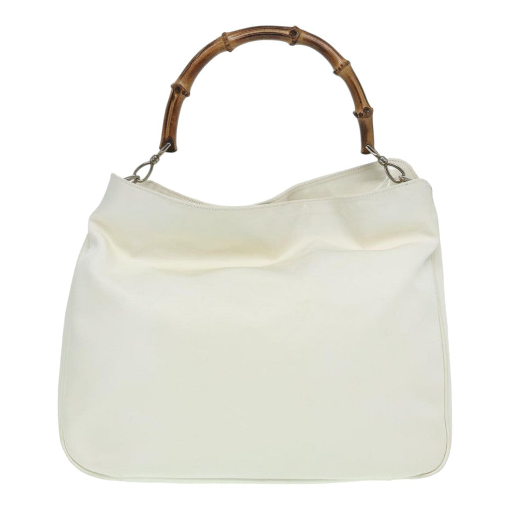 GUCCI Bamboo Hand Bag Canvas White 001 1705 1577 83496