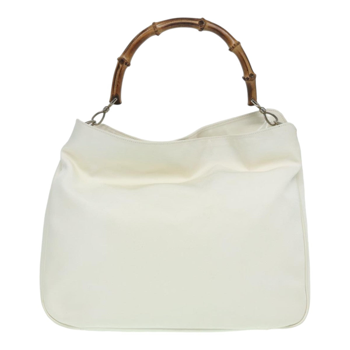 GUCCI Bamboo Hand Bag Canvas White 001 1705 1577 83496