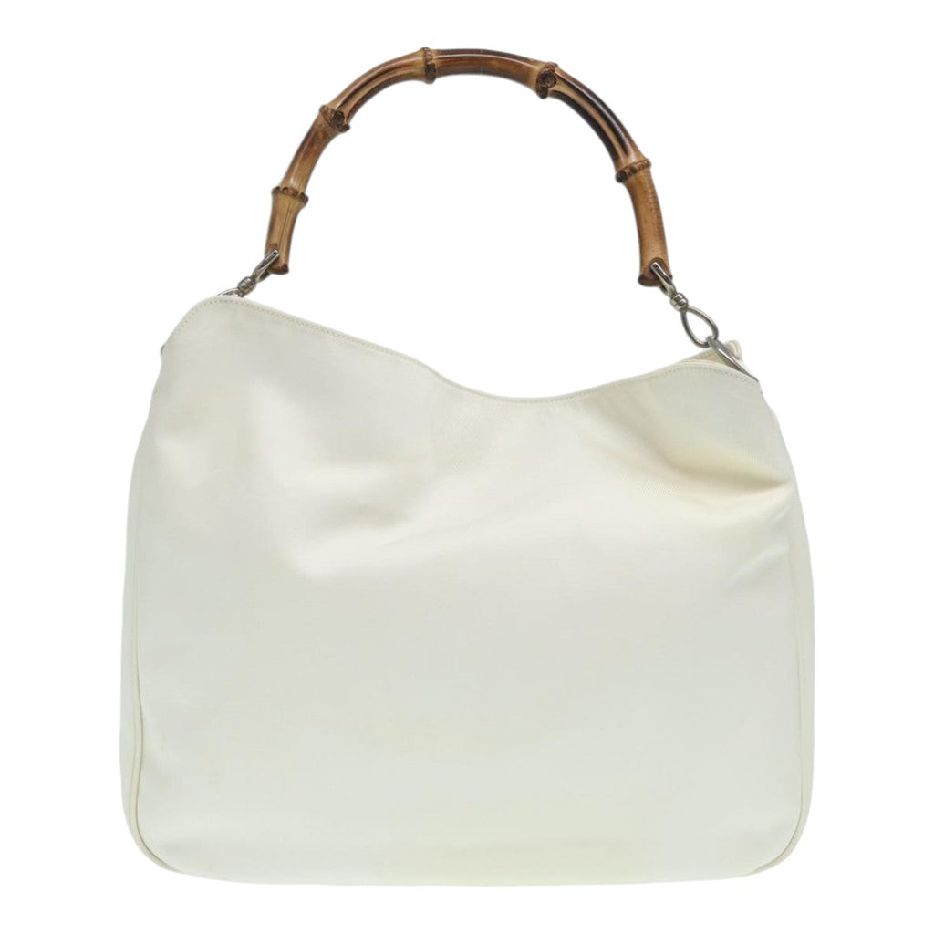 GUCCI Bamboo Hand Bag Canvas White 001 1705 1577 83496