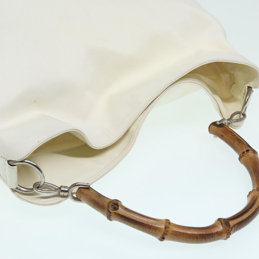 GUCCI Bamboo Hand Bag Canvas White 001 1705 1577 83496