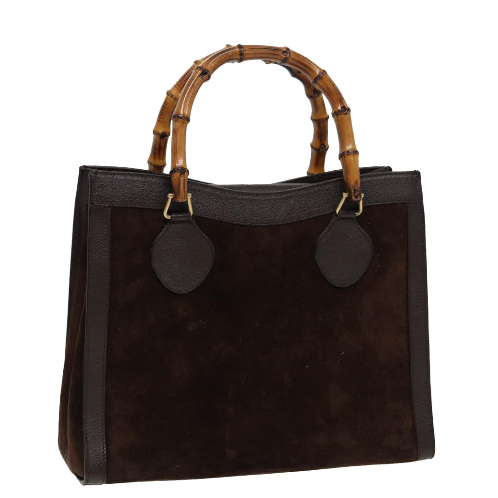 GUCCI Bamboo Hand Bag Suede Brown 002 1186 026 83499