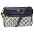 GUCCI GG Supreme Sherry Line Shoulder Bag PVC Navy Red 83572