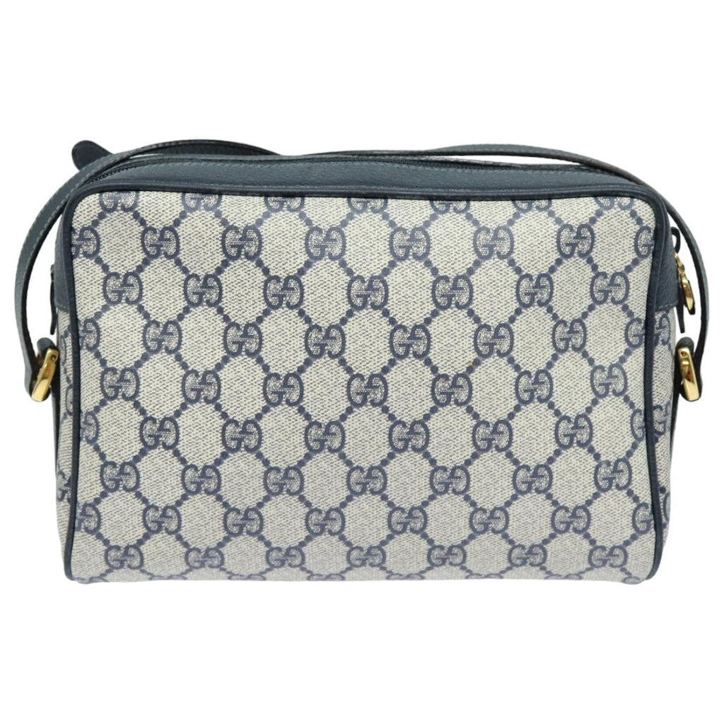 GUCCI GG Supreme Sherry Line Shoulder Bag PVC Navy Red 83572