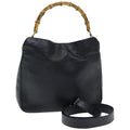 GUCCI Bamboo Hand Bag Leather 2way Outlet Black 83657