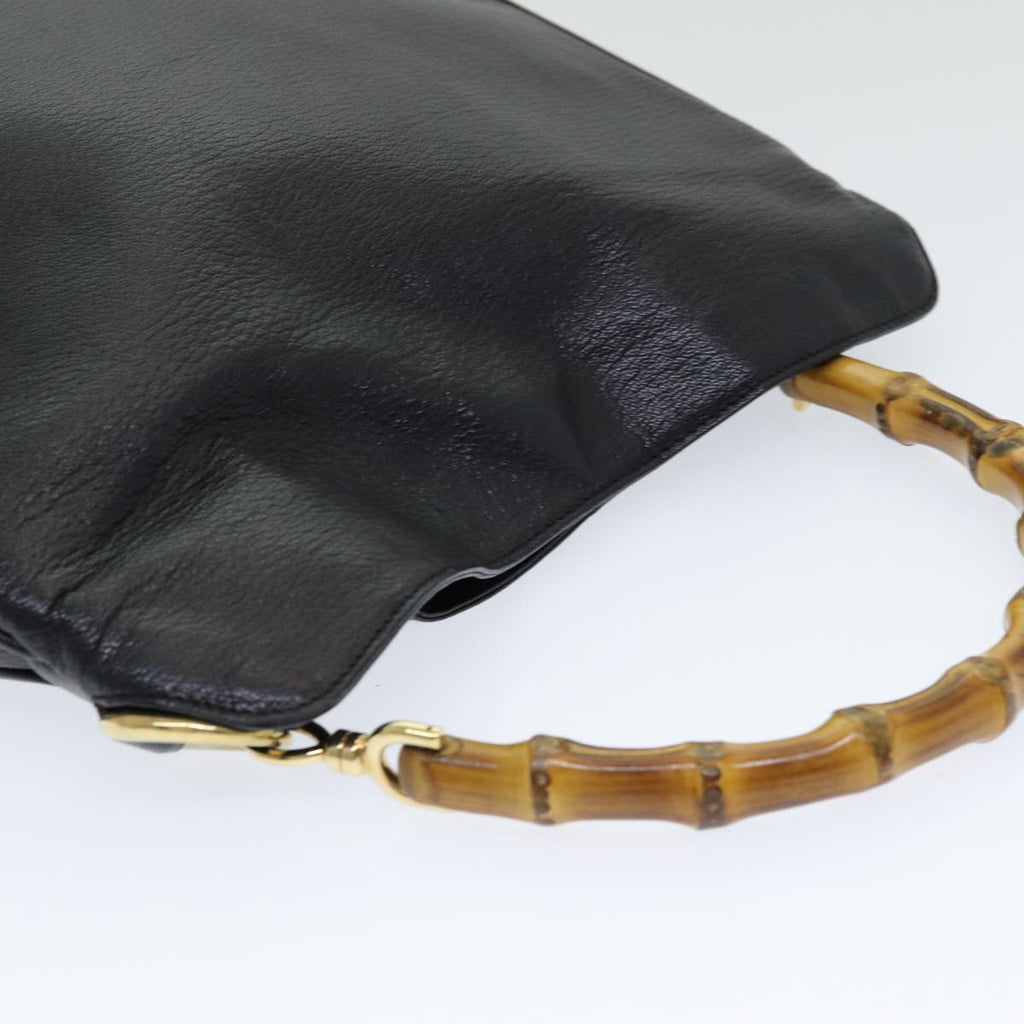 GUCCI Bamboo Hand Bag Leather 2way Outlet Black 83657