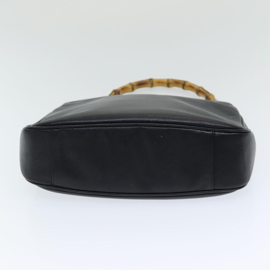 GUCCI Bamboo Hand Bag Leather 2way Outlet Black 83657