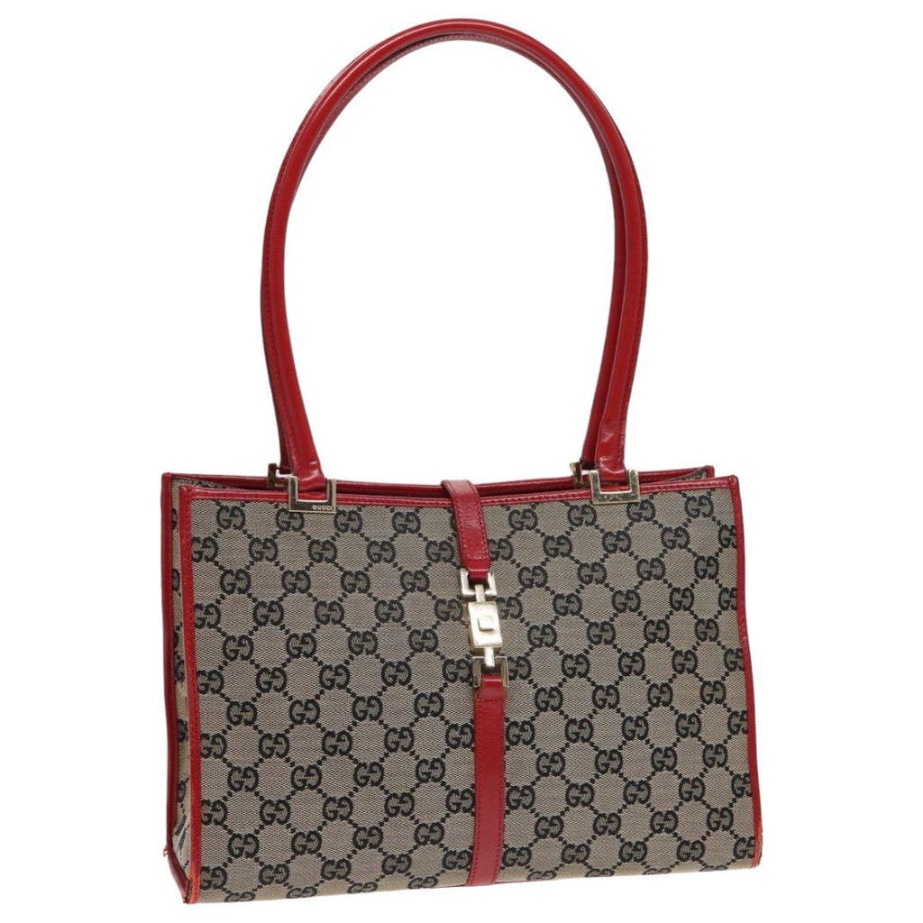 GUCCI GG Canvas Jackie Hand Bag Beige Red 002 1073 002122 83658