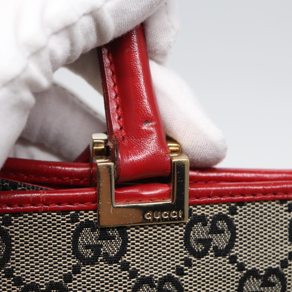 GUCCI GG Canvas Jackie Hand Bag Beige Red 002 1073 002122 83658